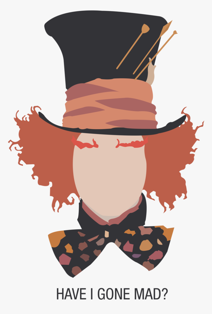 The Mad Hatter White Rabbit Cheshire Cat T-shirt Silhouette - Mad Hatter Silhouette, HD Png Download