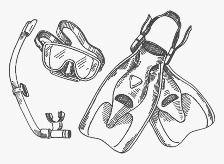 Snorkel Drawing Snorkeling Gear - Sketch, HD Png Download