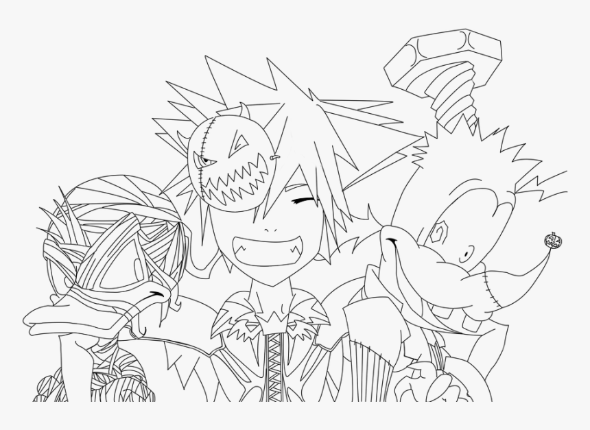 Lineart Kingdom - Kingdom Hearts Halloween Drawing, HD Png Download