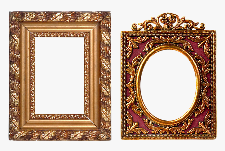 Frame, Carved, Gold, Baguette, Filigreed, Ornament - Oval Shaped Photo Frame, HD Png Download