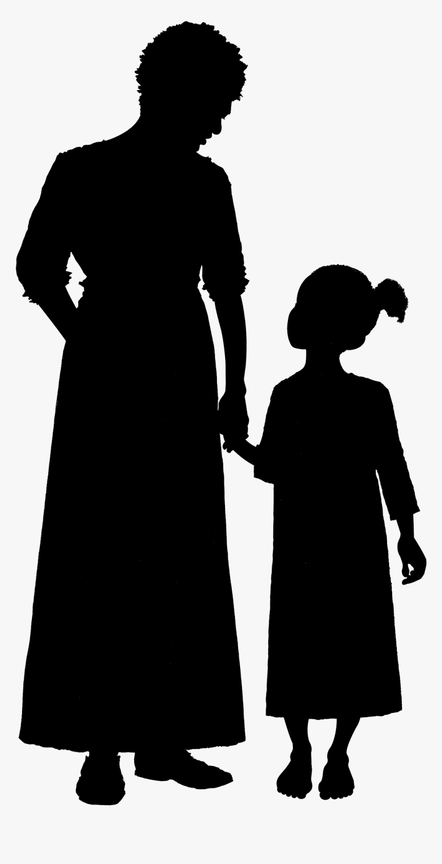 Transparent People Working Together Clipart - Woman And Child Silhouette, HD Png Download