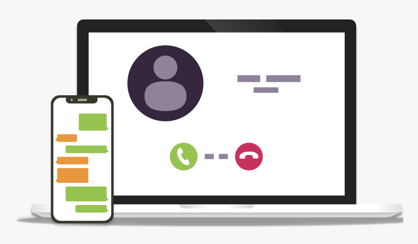 Vector Image Of Laptop Making A Phone Call And Mobile, HD Png Download ...