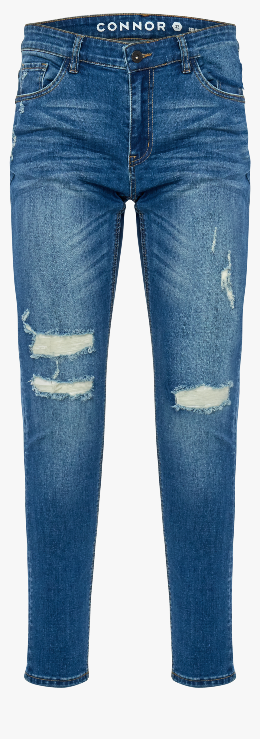 Zach Skinny Ripped Jean - Blue Jeans Ripped Transparant, HD Png Download
