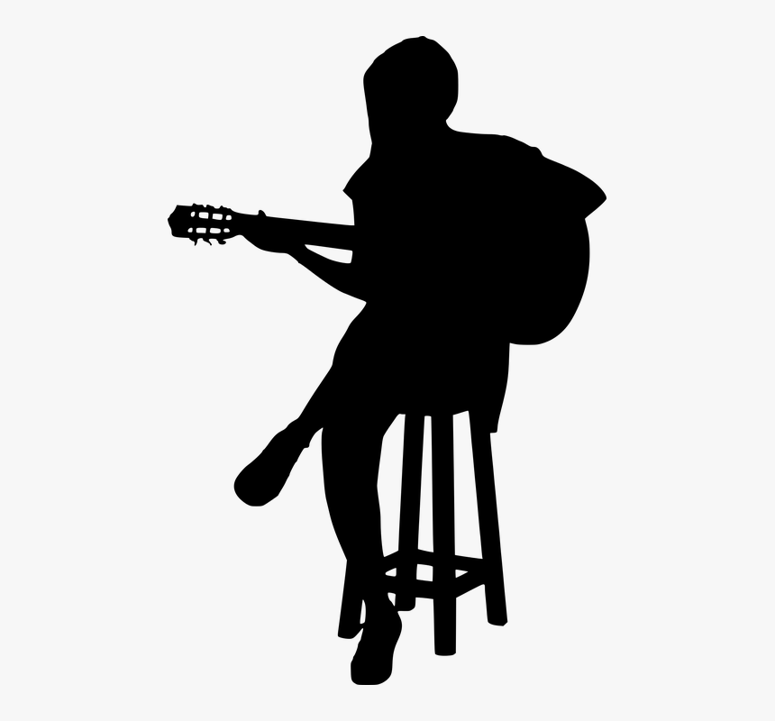 Silhouette, Guitar, Guitarist, Entertainment - Silhouette Playing Guitar Png, Transparent Png