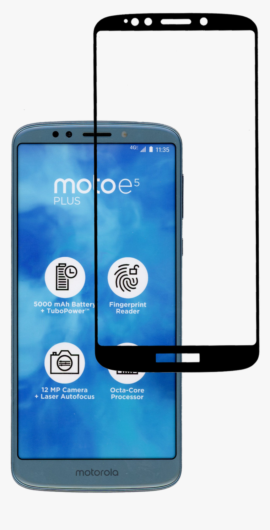 Motorola E5 Plus /e5 Supra Full Covered Tempered Glass - Smartphone, HD Png Download