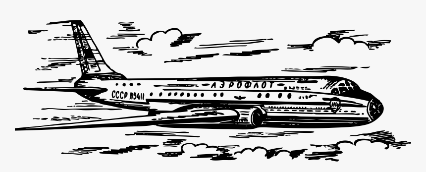 Tu-104 Airplane Clip Arts - Transportation Air Black And White, HD Png Download
