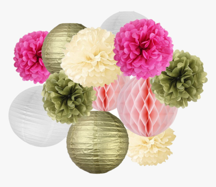 Niños Fiesta De Cumpleaños Sala Chica Del Partido Temas - Decoracion Con Faroles Chinos Y Pompones, HD Png Download