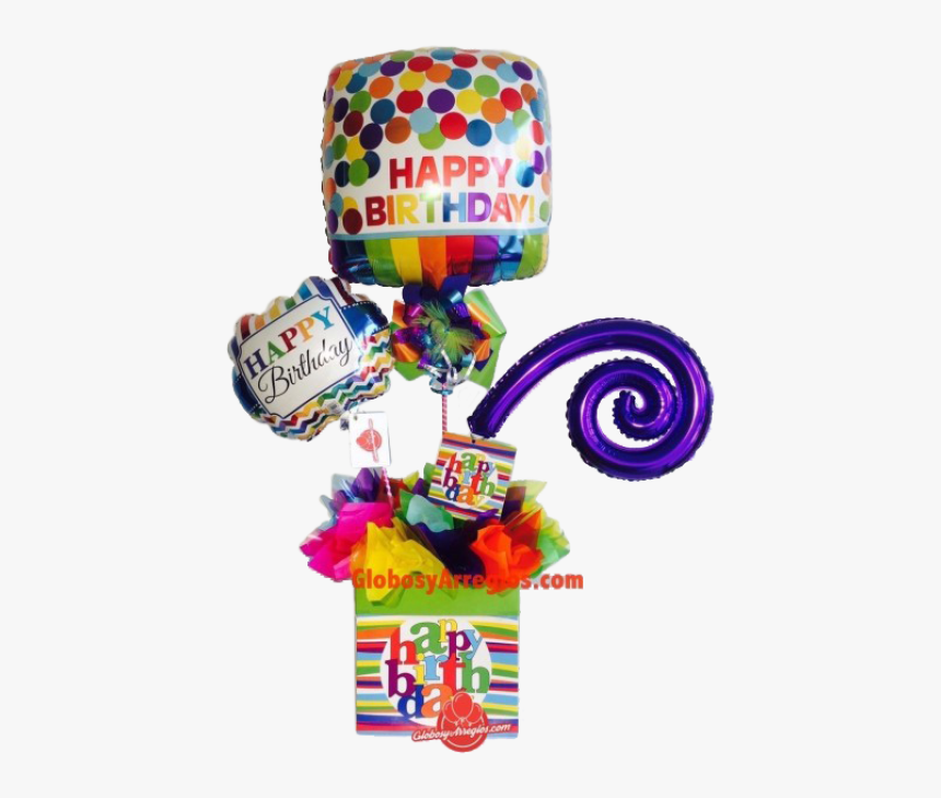 Arreglo De Globos Cumpleaños Con Caja Para Envoltura - Envolturas De Regalos Con Globos, HD Png Download