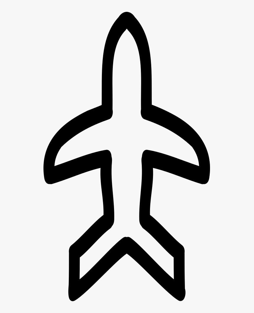 Airplane Hand Drawn Outline Pointing Up - Icon, HD Png Download