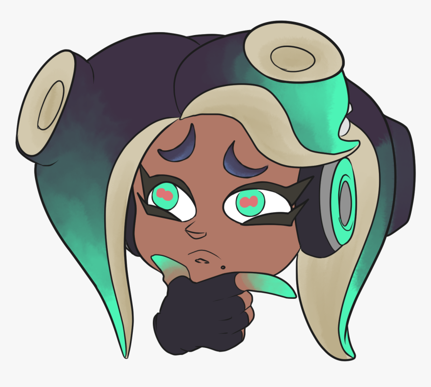 Splatoon Green Mammal Cartoon Nose Vertebrate Fictional - Splatoon Marie Thinking Emoji, HD Png Download
