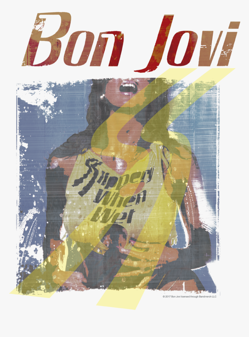 Bon Jovi Slippery When Wet Girl Men S Regular Fit T-shirt - Bon Jovi Slippery When Wet Tour Png, Transparent Png
