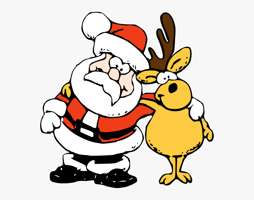 Santa And Reindeer Cartoon, HD Png Download