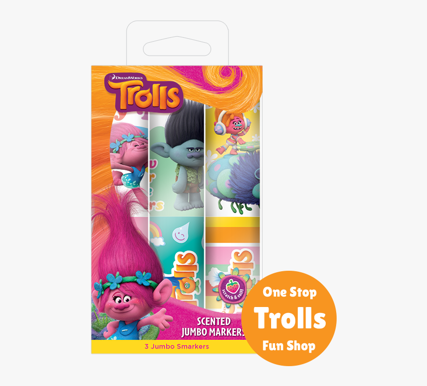 Dwt7005 Dreamworks Trolls Jumbo Smarkers , Png Download - Animal Figure, Transparent Png