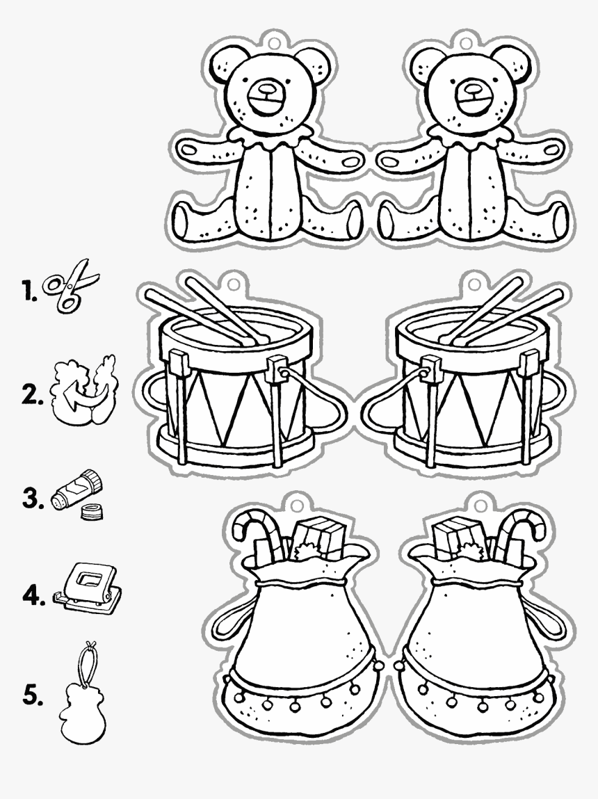 Crafts Decorations To Put In The Christmas Tree Colouring - Cartoon, HD Png Download