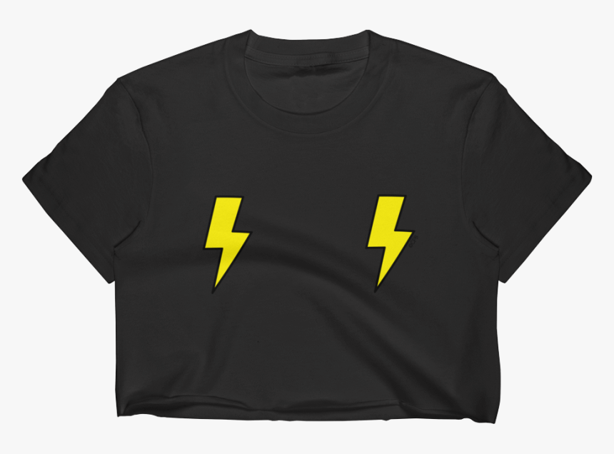 Double Yellow Lightning Bolts T-shirt Crop Top - Active Shirt, HD Png Download