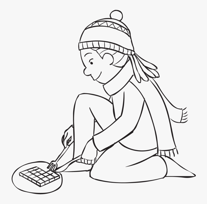 Girl Wearing A Beanie Using A Knife And Fork In Game - Illustration, HD Png Download