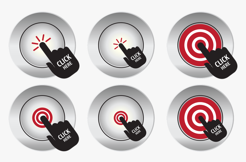 Button, Hand, Click Icon, Icon, Click, Here, Finger - Pay-per-click, HD Png Download