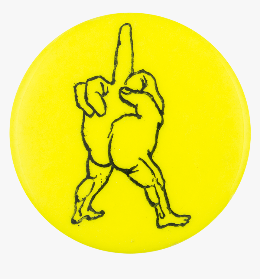 Middle Finger Man Humorous Button Museum - Cartoon, HD Png Download
