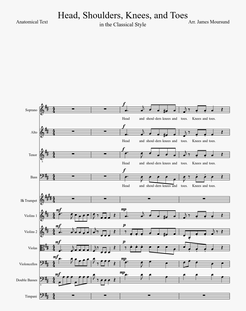 Head Shoulders Knees And Toes Score, HD Png Download