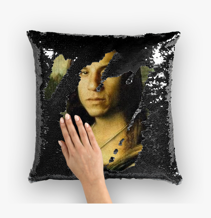 Vin Diesel As The Mona Lisa ﻿sequin Cushion Cover - Vin Diesel, HD Png Download