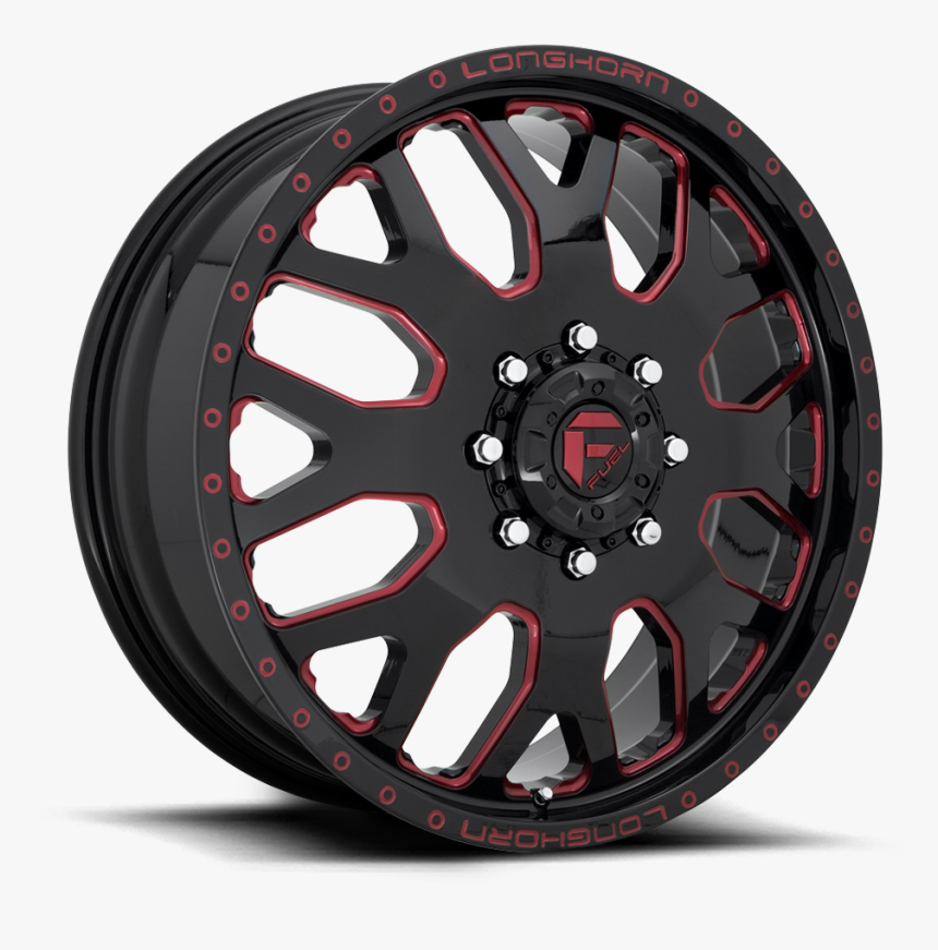 Fuel Dually Wheels Ff19d - Black And Red Dually Wheels, HD Png Download
