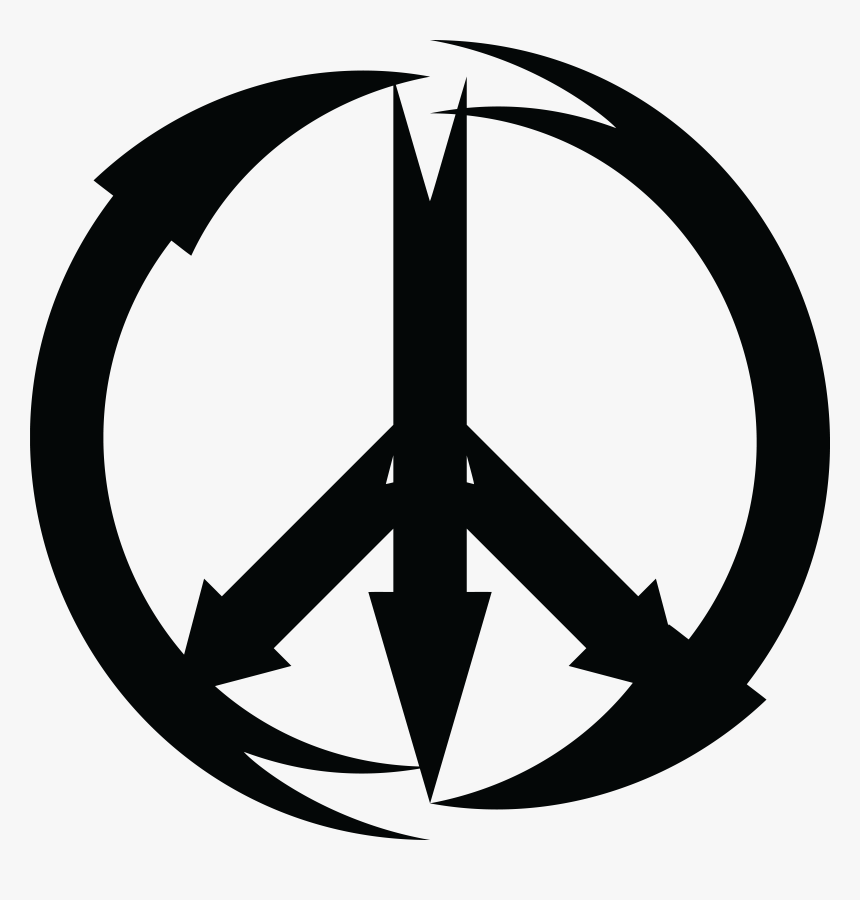 Free Clipart Of A Black And White Arrow Peace Symbol - Peace Sign Png, Transparent Png