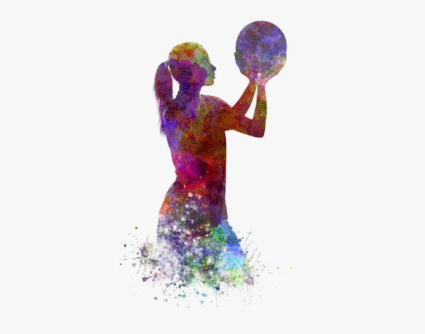 Young Woman Basketball Player 03 In Watercolor, HD Png Download
