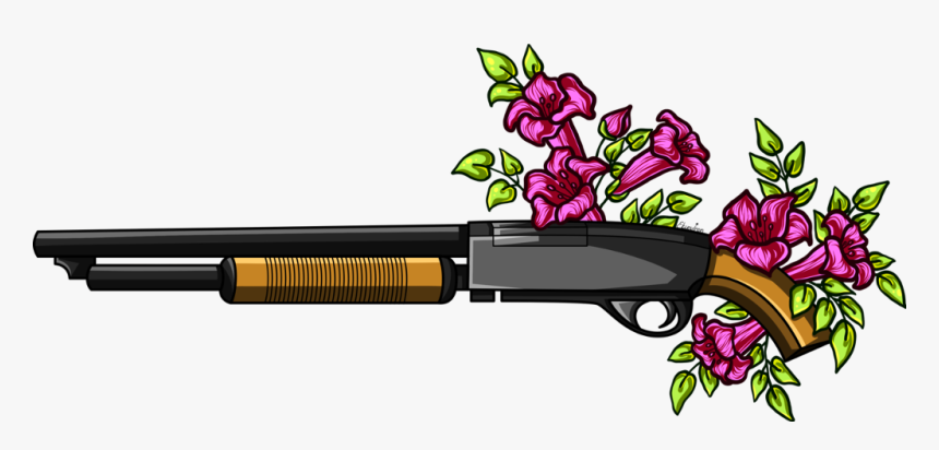 #gun #flowers #escopeta #flower #tumblr #killer - Rifle, HD Png Download