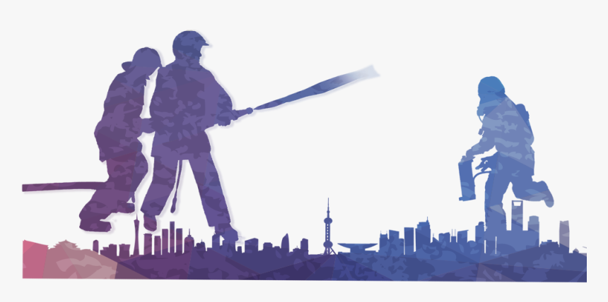 Colorful Firefighter Silhouette,graffiti Png Download - Firefighter Silhouette Transparent, Png Download