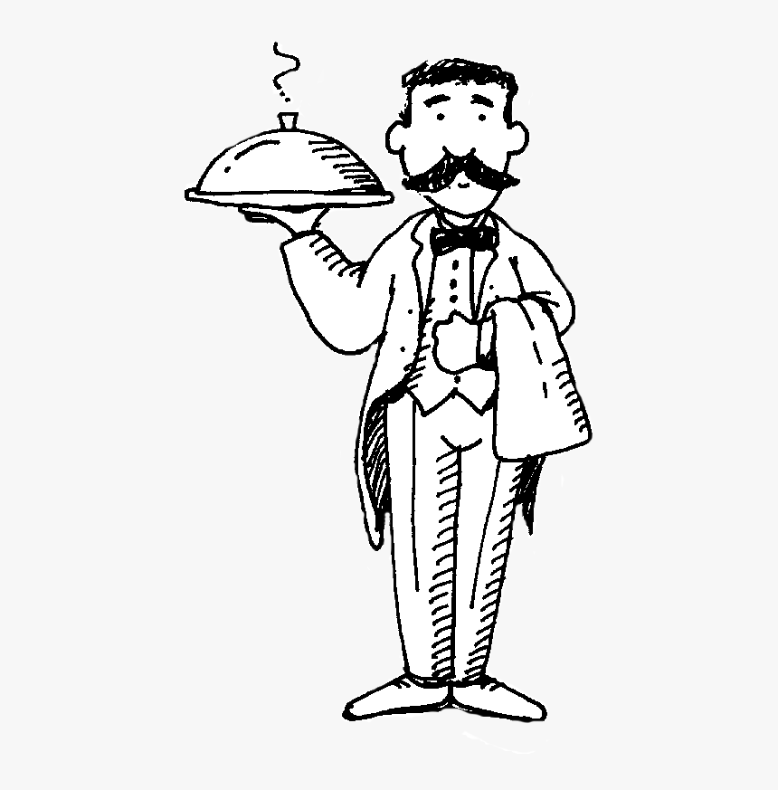 Waiter Black And White , Transparent Cartoons - Waiter Black And White, HD Png Download