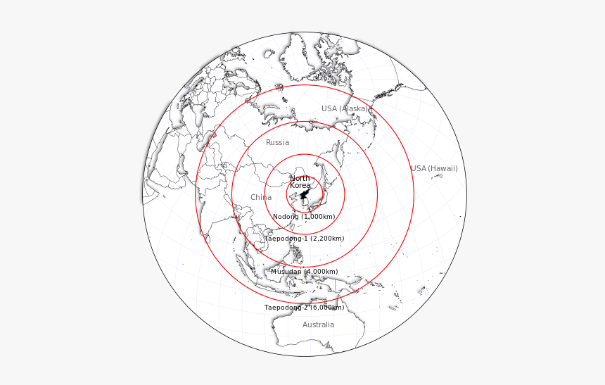 North Korean Missile Ranges, Jason Davies, - Circle, HD Png Download