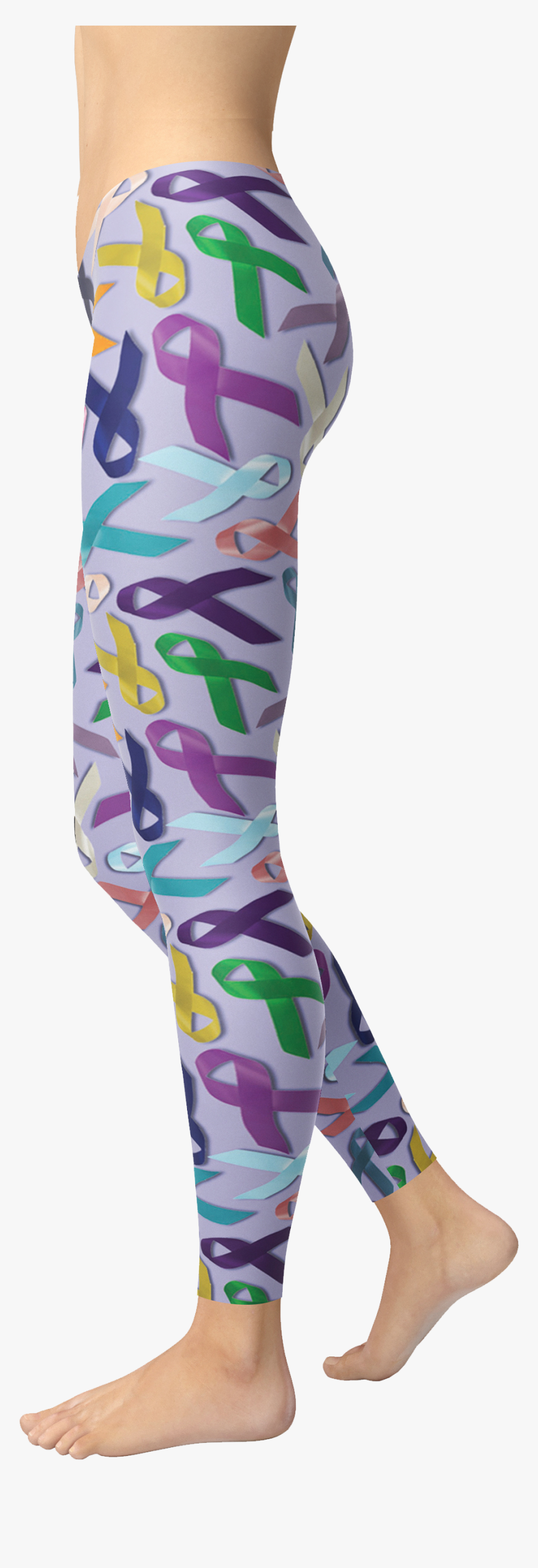 Cancer Ribbons Lavender Leggings - Leggings, HD Png Download