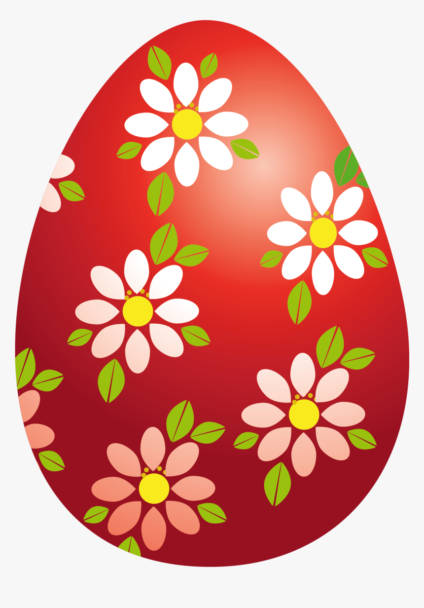 Vector Black And White Library Easter Flowers Clipart - Red Easter Egg Clipart, HD Png Download