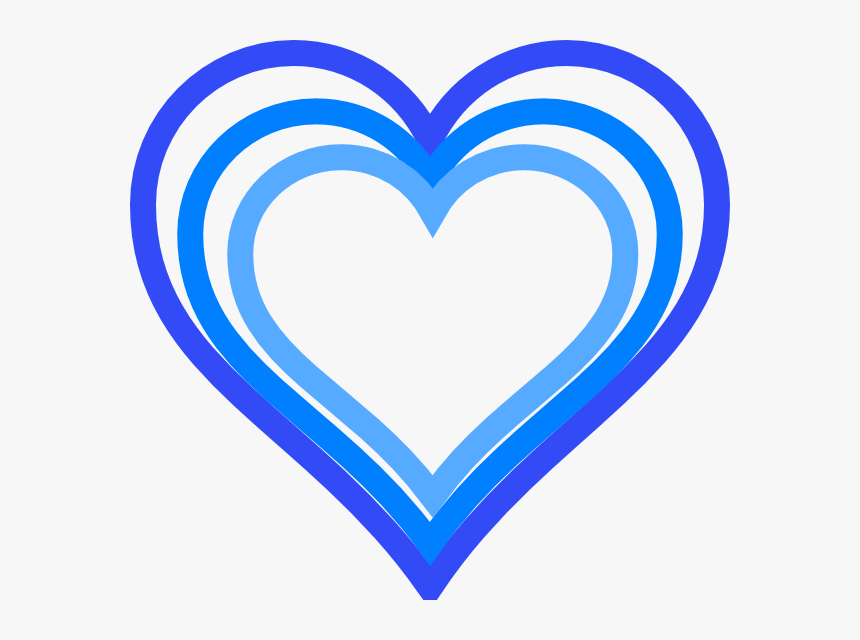 Triple Blue Heart Outline Clip Art At Clker - Blue And White Heart, HD Png Download