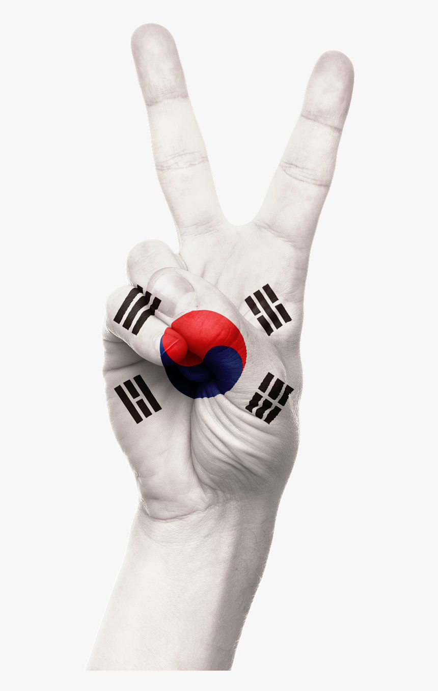 Hand South Korea Flag - South Korea Flag, HD Png Download