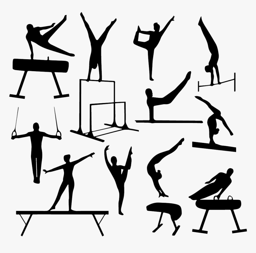 Gymnastics Silhouette Vault Clip Art - Clip Art Gymnastics Silhouette, HD Png Download