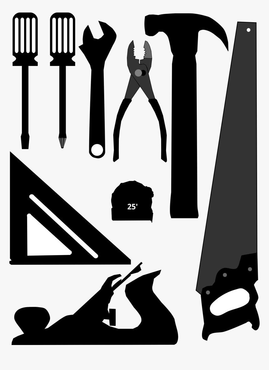 Silhouette,monochrome Photography,text - Tools Silhouette Clip Art, HD Png Download