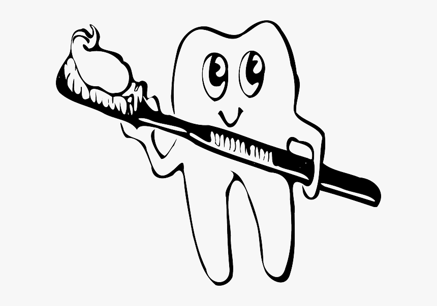 Cleaning Drawing Family - Black And White Tooth, HD Png Download