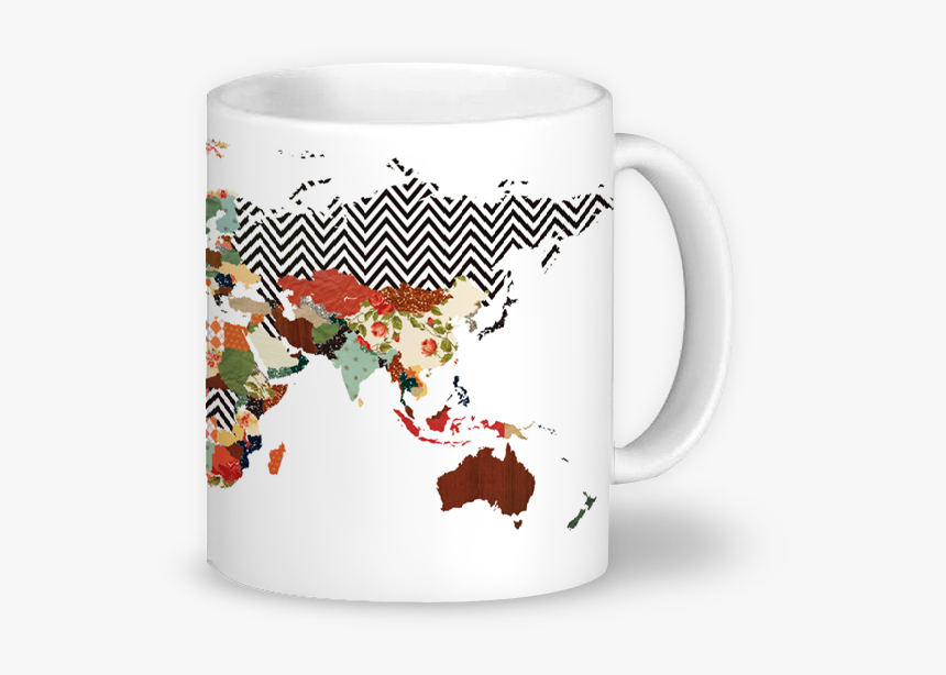 Caneca Mapa Mundi - Japan Australia New Zealand, HD Png Download