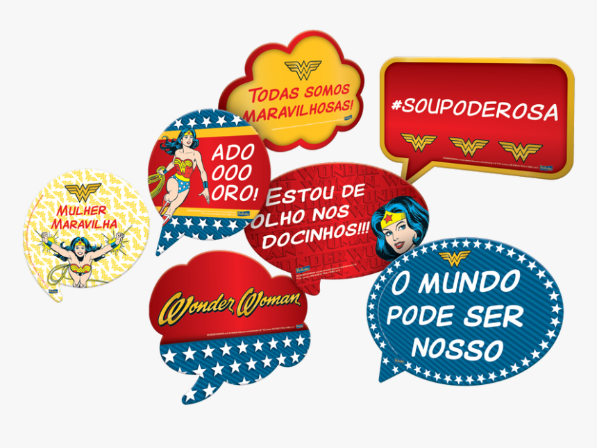 Kit Plaquinhas Mulher Maravilha Festcolor - Festcolor Kit Placas Mulher Maravilha, HD Png Download