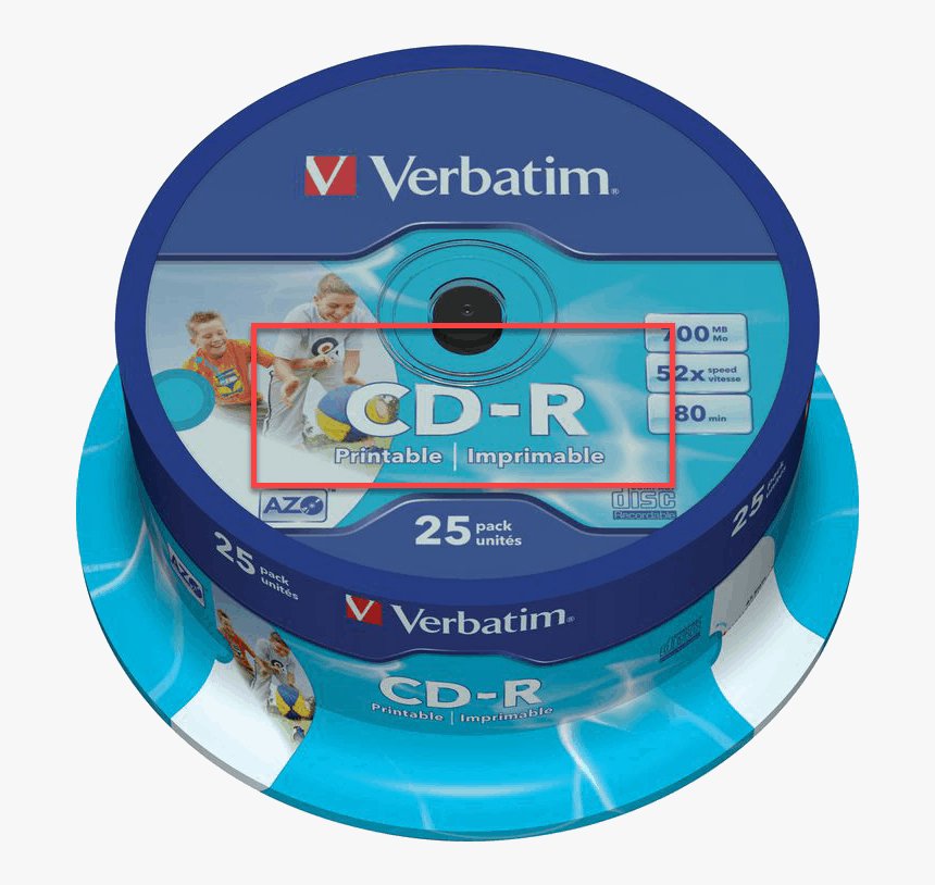 Shows A Pack Os Cd R Blank Cd S With The R Highlighted - Verbatim Dvd R Dl, HD Png Download