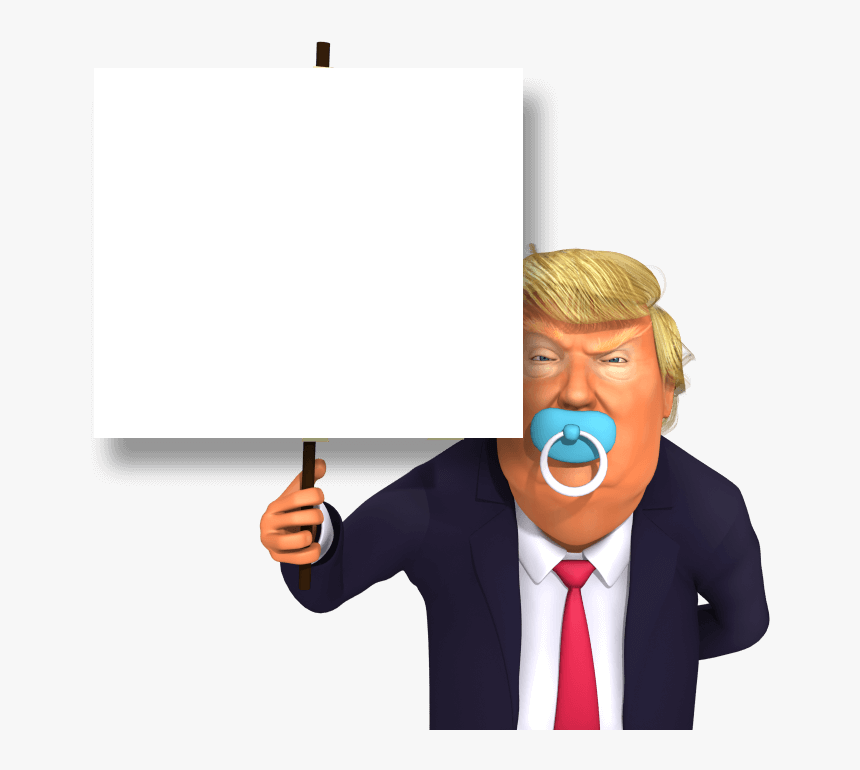 Cartoon Trump Holding Blank Sign, HD Png Download