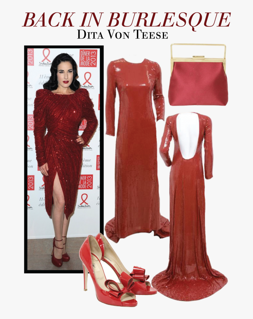 Dita Von Teese Red Dress - Dita Von Teese In Red, HD Png Download