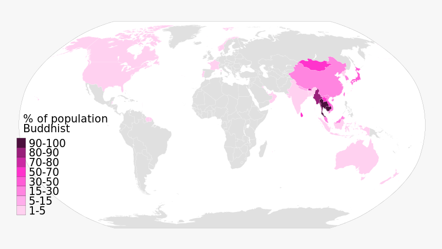 Transparent Buddha Icon Png - Countries With Buddhism Map, Png Download
