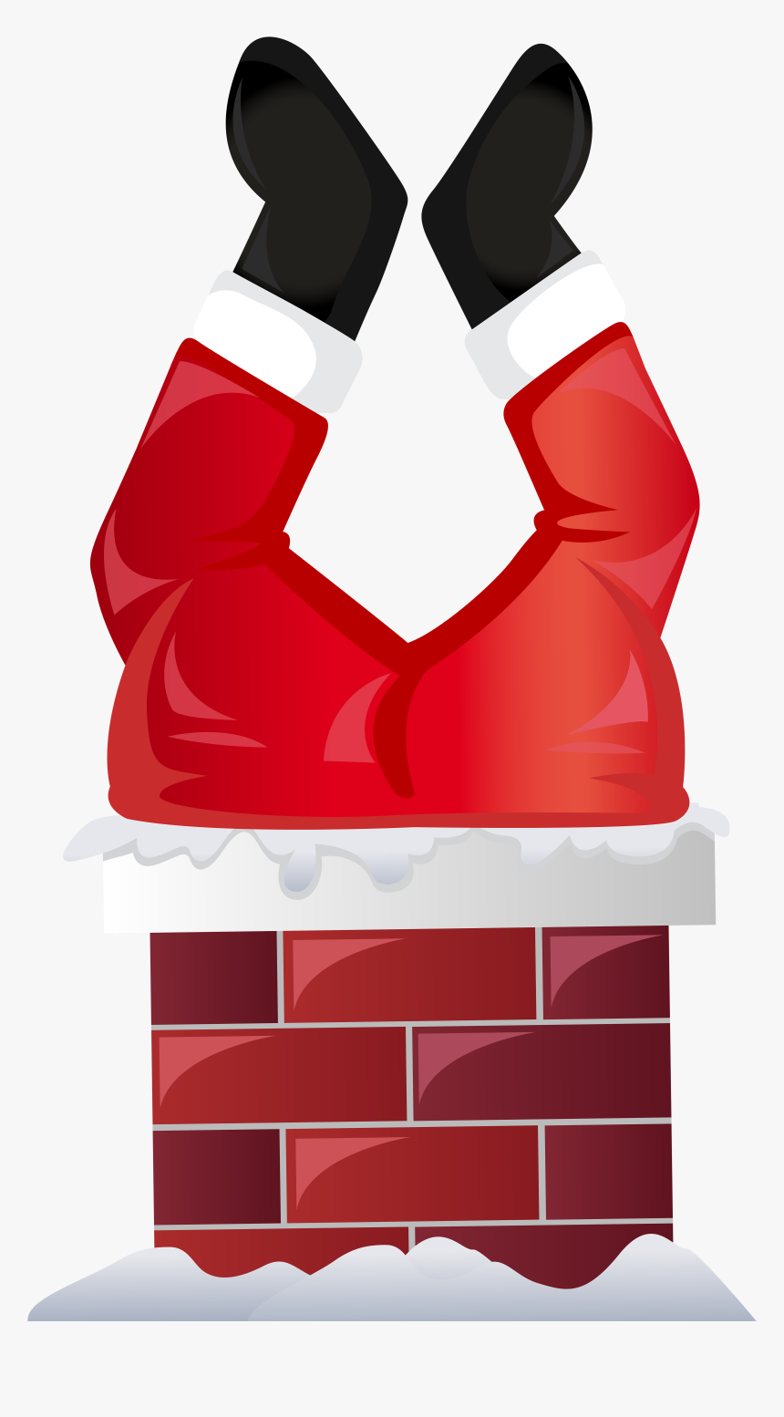 Funny Santa In Chimney Transparent Png Clip Art - Clip Art, Png Download
