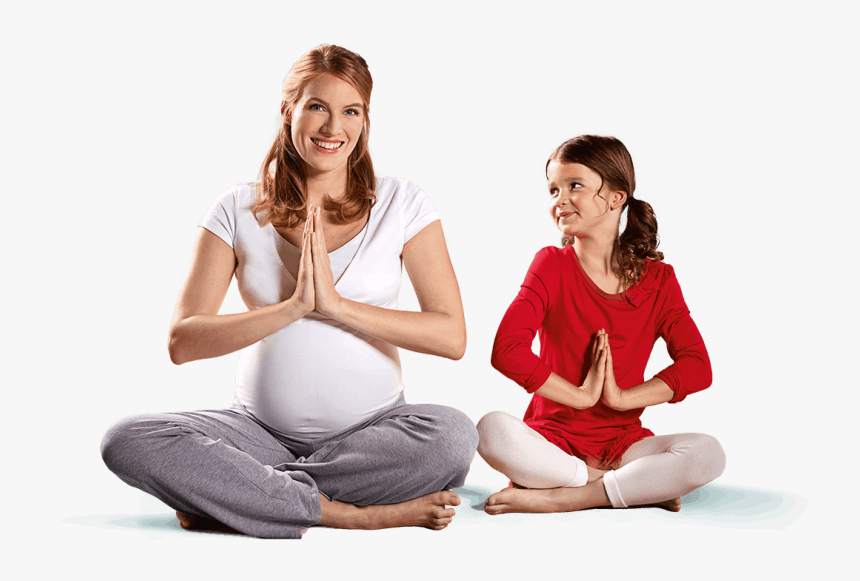 Pregnant Woman And Her Child Beside Her - Sitting, HD Png Download