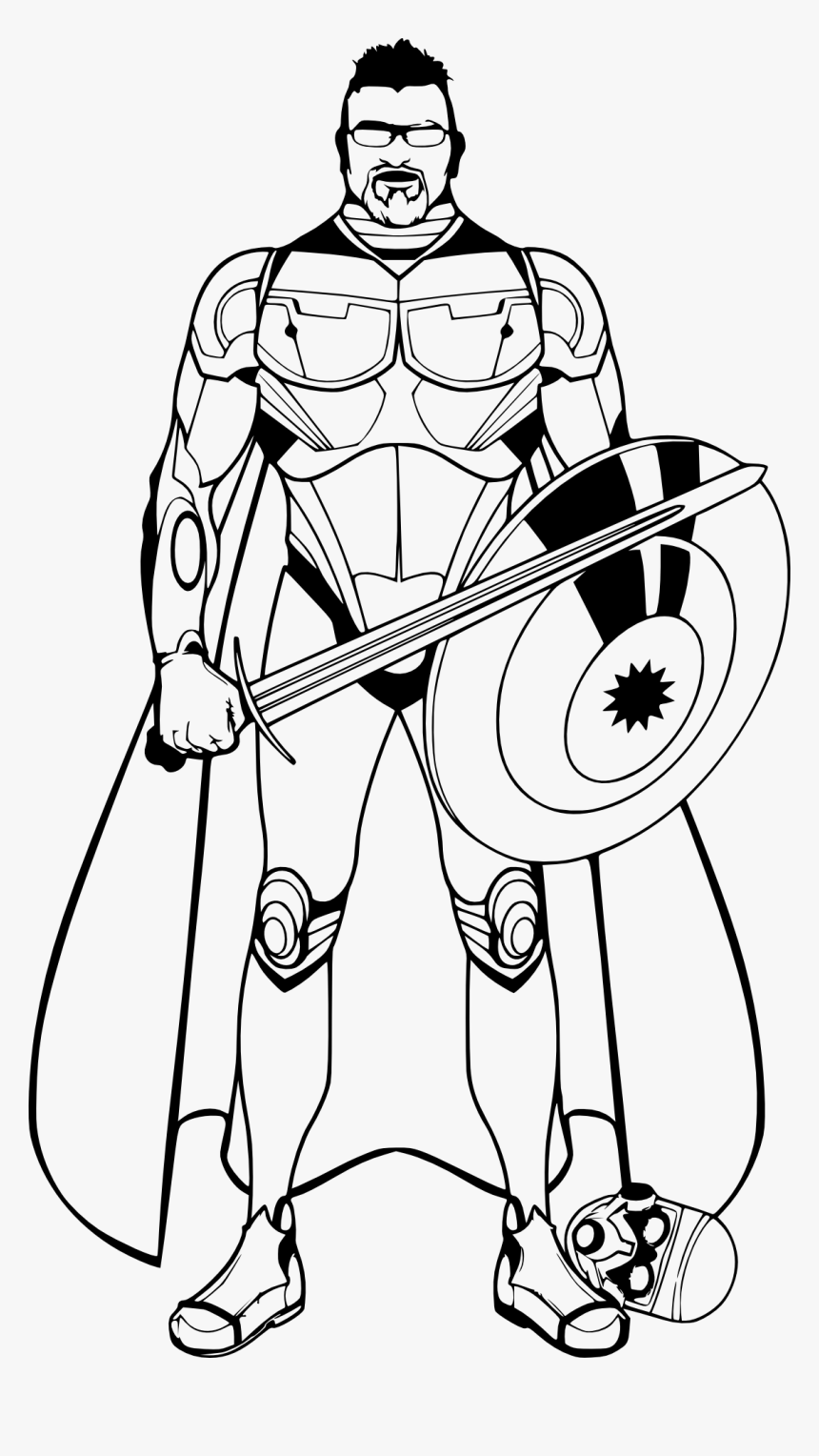 Man With Sword And Sheild Drawing, HD Png Download