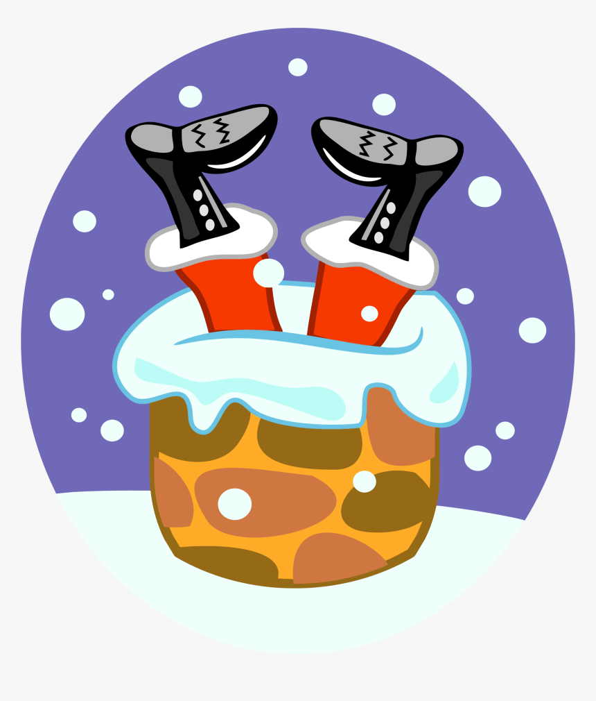 Santa Claus Stuck In Chimney Clip Arts - Santa Stuck In Chimney Clipart, HD Png Download