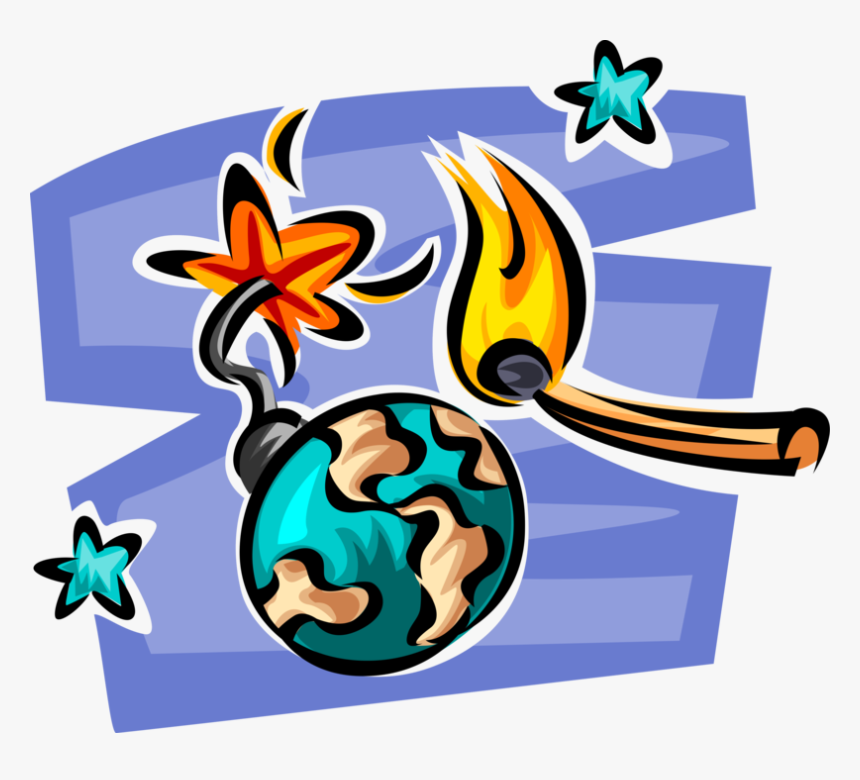 Vector Illustration Of Planet Earth Globe As Time Bomb, HD Png Download
