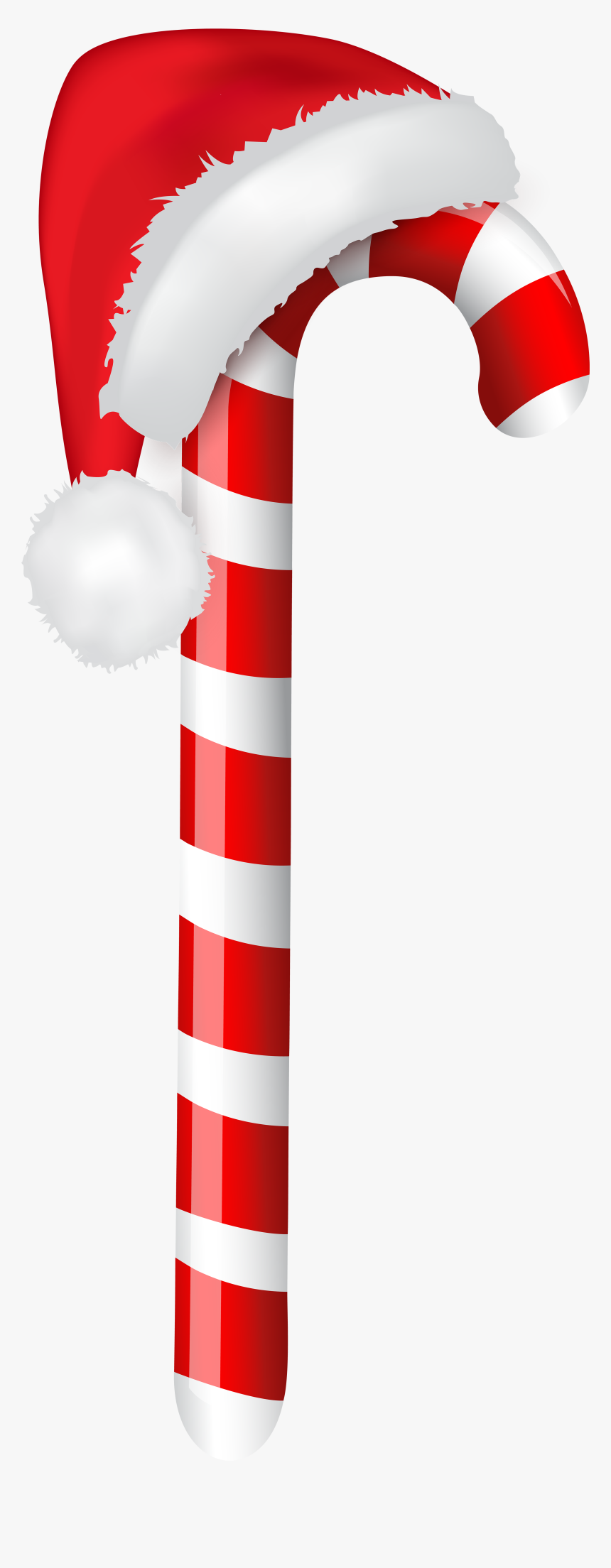 Candy Cane With Santa Hat Png Clip Art Image, Transparent Png